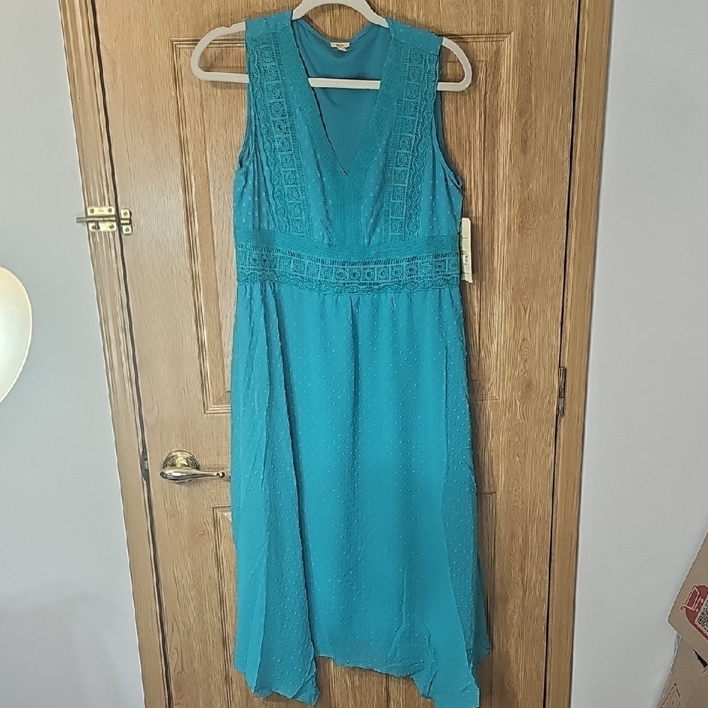 Reba Teal Sleeveless High Low Dress
